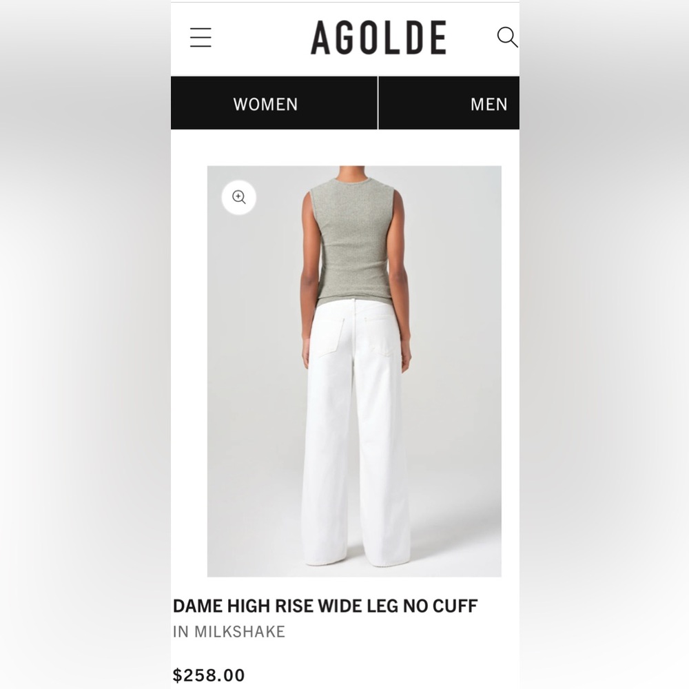 AGOLDE Dame in milkshake - new with tags